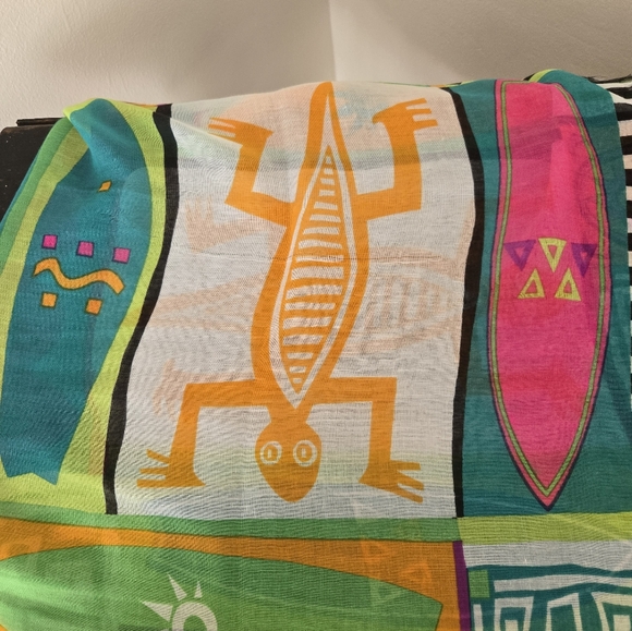 Echo Summer Colorful Geometric Patterned Shawl Large Square - Picture 3 of 4